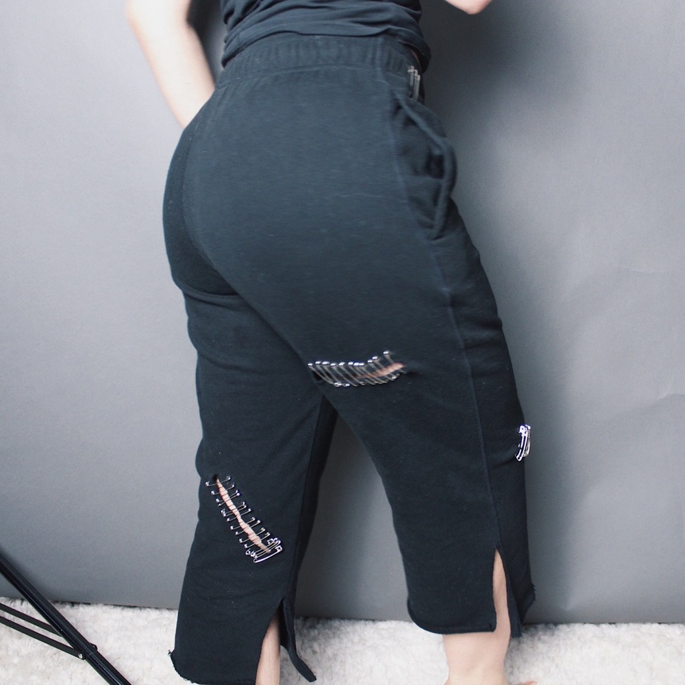 DIY Cropped Distressed Sweatpants